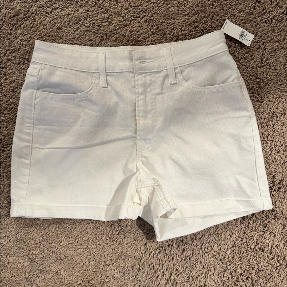 Old Navy White Jean Shorts Mid-Rise Cuffed Hem